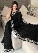 Georgette Black Party Wear Embroidery Work Saree